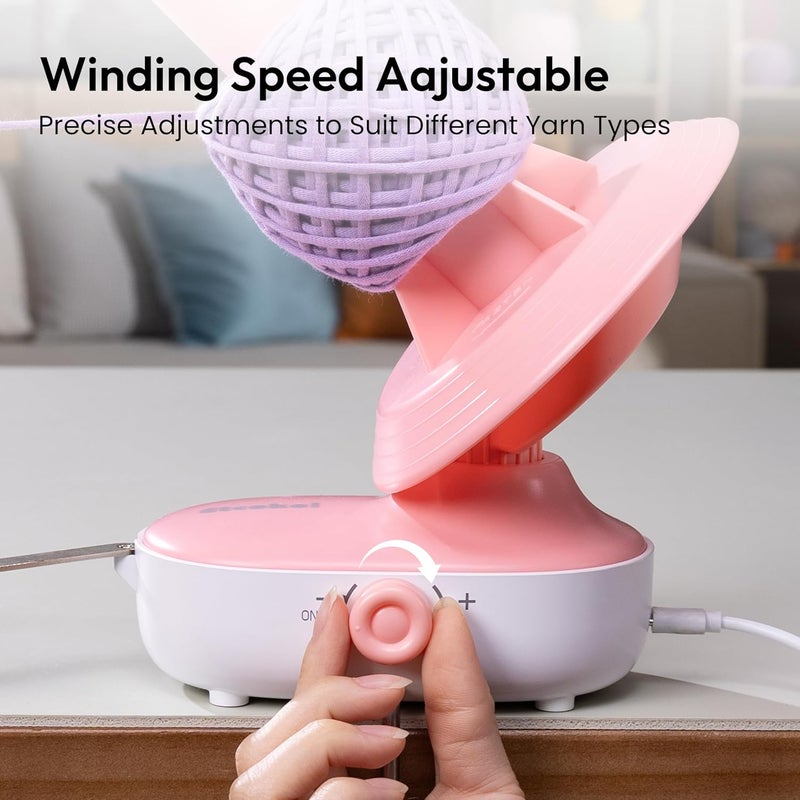 Etcokei Electric Yarn Ball Winder Pro for Crocheting, Upgrade Dual-Spring Tension 10oz Large Capacity, Stepless Speed Automatic Yarn Wool Spinner Roller, Ideal Present for Crochet Lovers(Pink) - Image 4